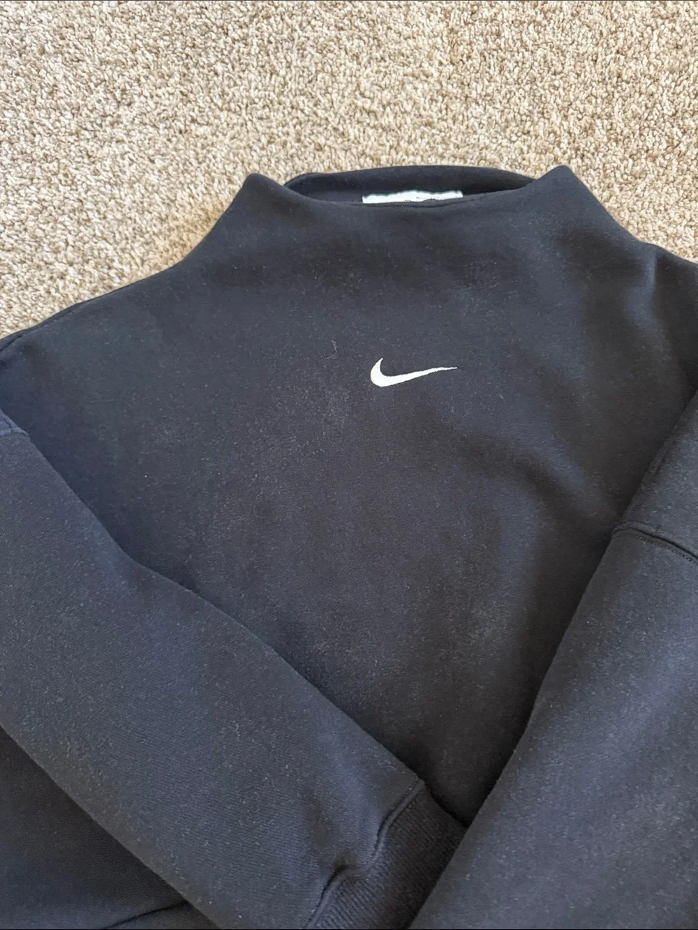 Nike Black Mock Neck Sweatshirt with White Swoosh